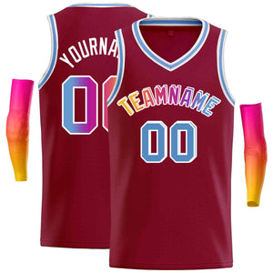 Custom Maroon Pink-White Classic Tops Men Casual Basketball Jersey