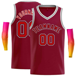 Maillot de basket-ball personnalisé pour hommes, haut classique marron rouge-blanc, décontracté