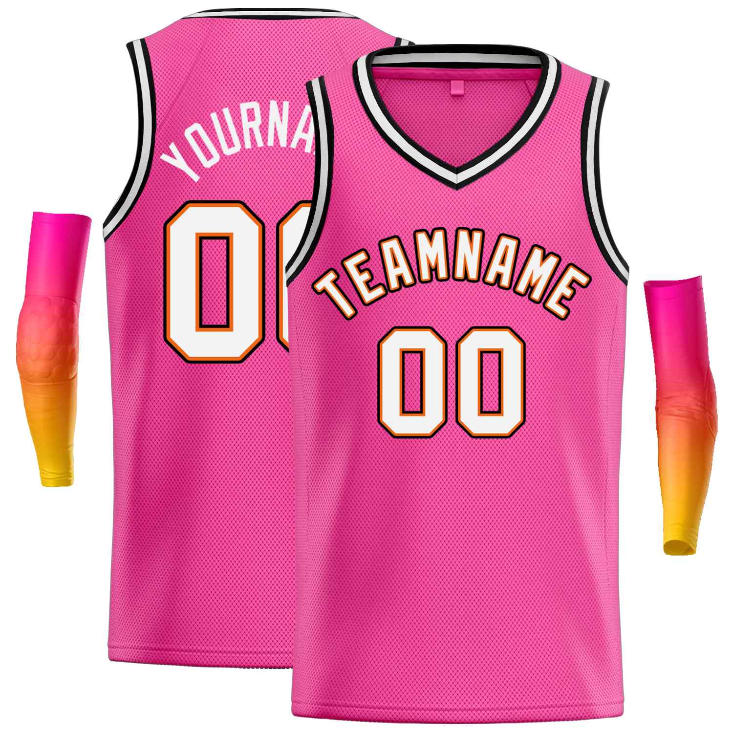 Custom Pink White-Orange Classic Tops Men Casual Basketball Jersey