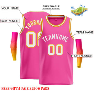 Custom Pink White Classic Tops Casual Basketball Jersey