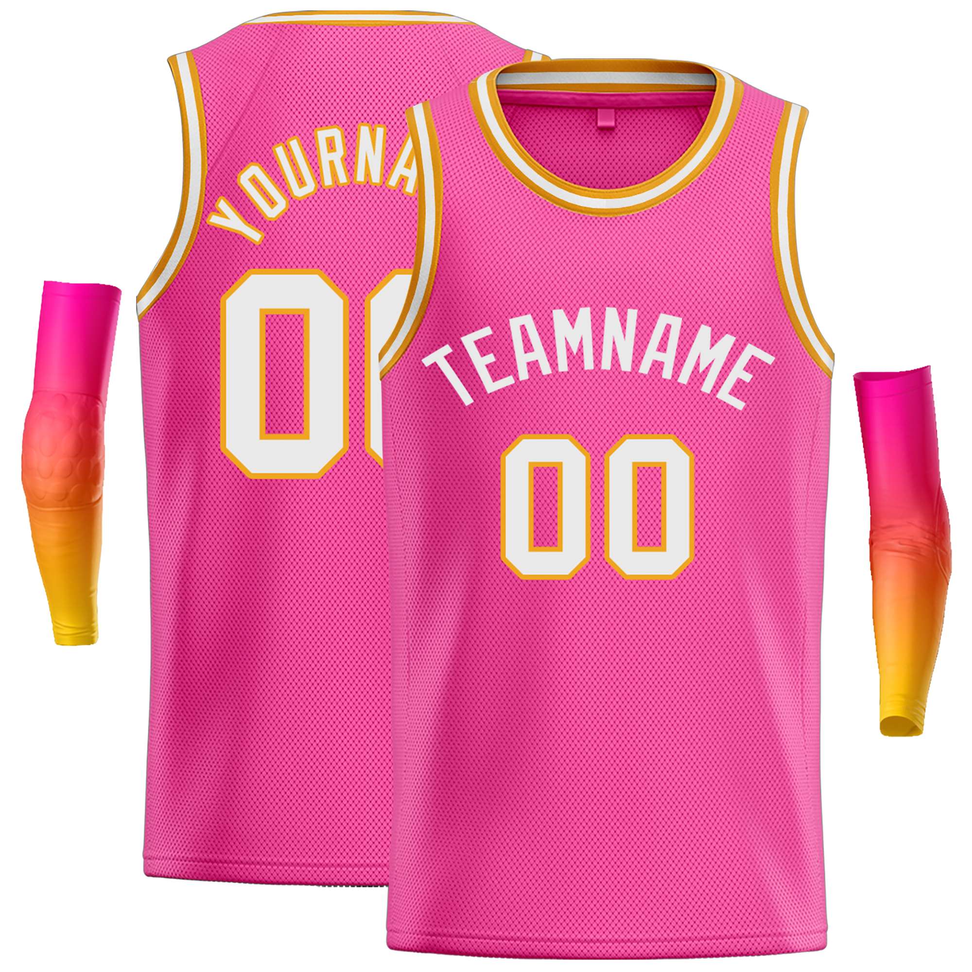 Maillot de basket-ball décontracté, haut classique blanc rose personnalisé