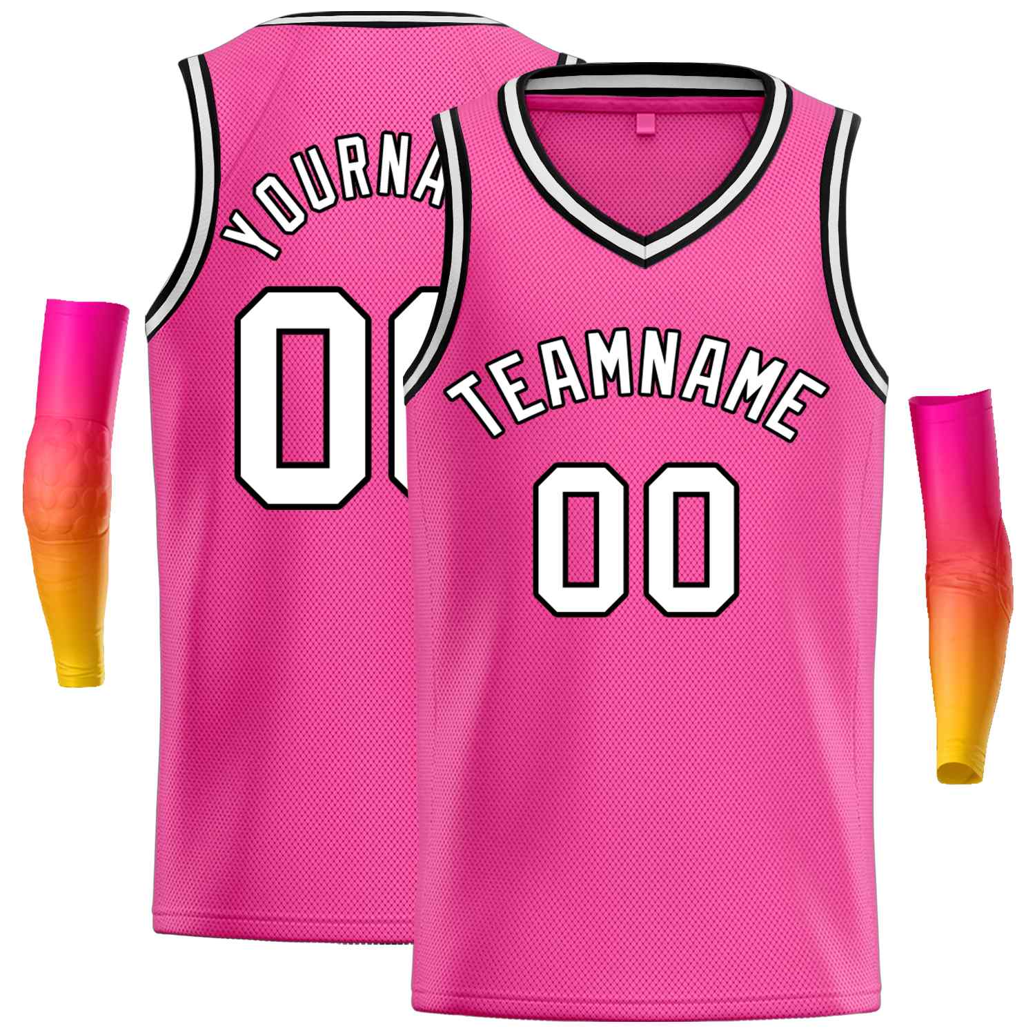 Custom Pink White-Black Classic Tops Men Casual Basketball Jersey