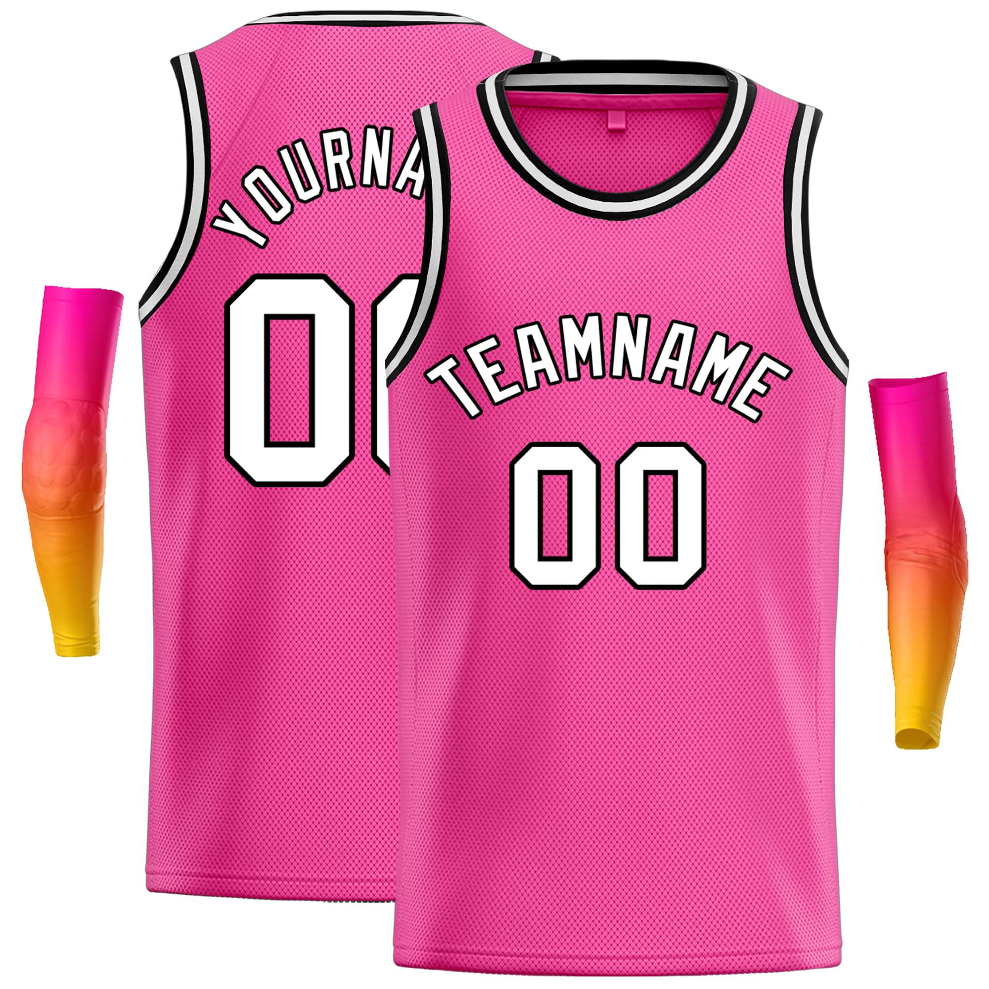 Custom Pink White-Black Classic Tops Casual Basketball Jersey