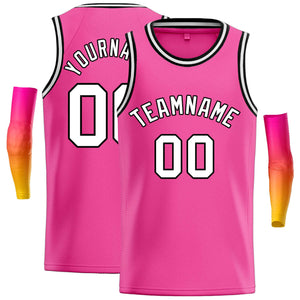 Maillot de basket-ball décontracté, haut classique rose blanc-noir personnalisé