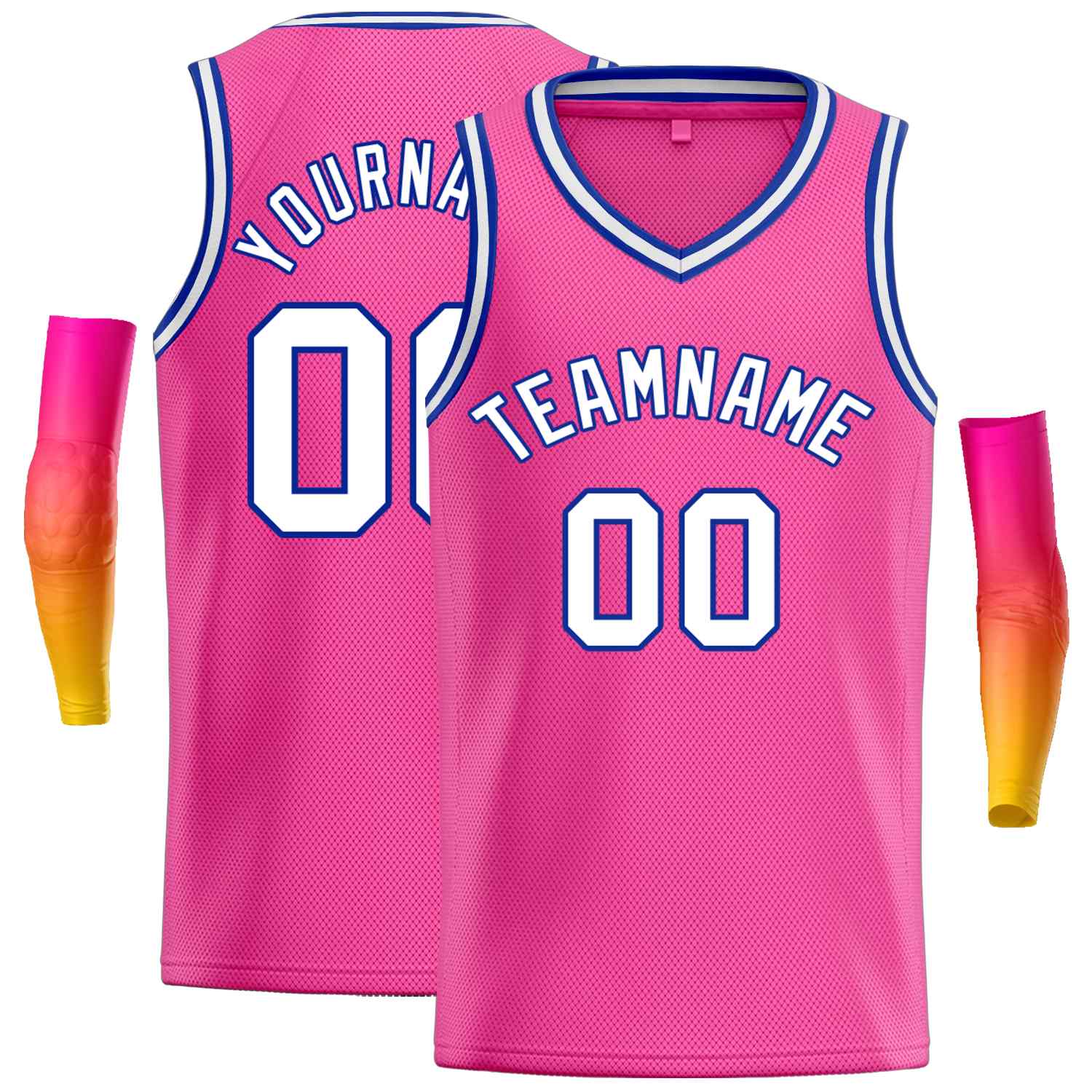 Maillot de basket-ball décontracté pour hommes, haut classique rose blanc-Royal personnalisé