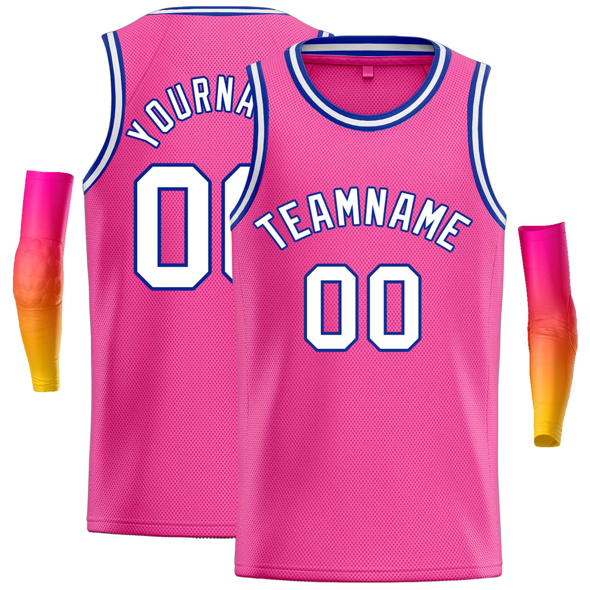 Custom Pink White-Royal Classic Tops Casual Basketball Jersey