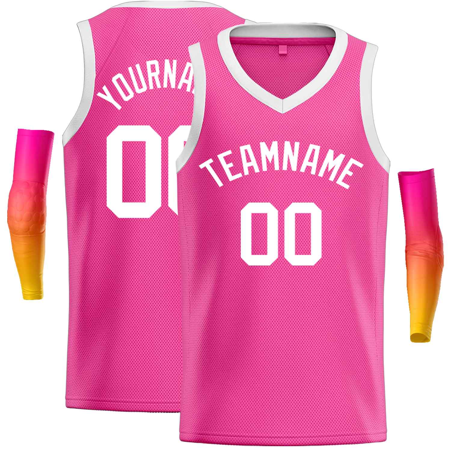 Custom Pink White Classic Tops Men Casual Basketball Jersey