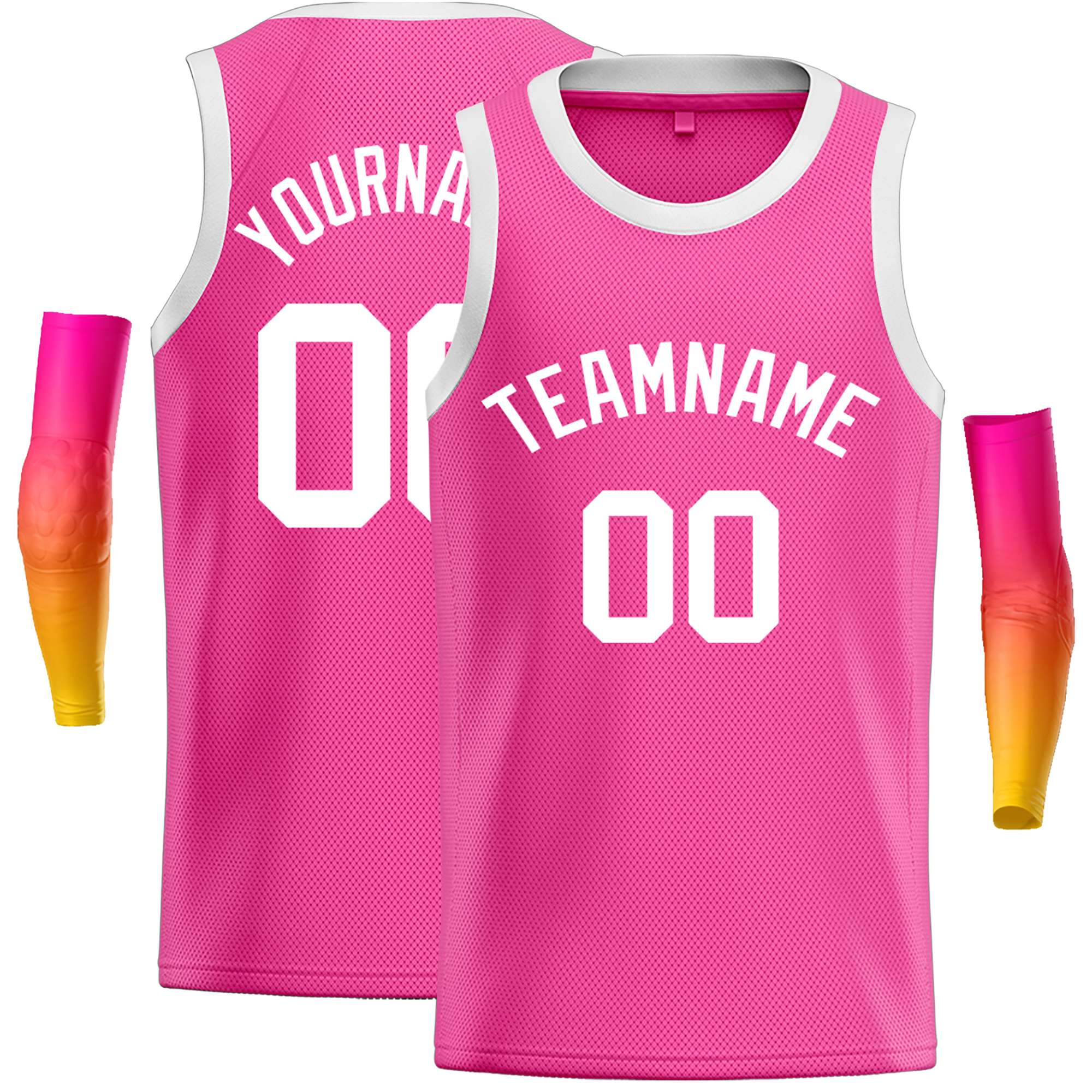 Maillot de basket-ball décontracté, haut classique blanc rose personnalisé