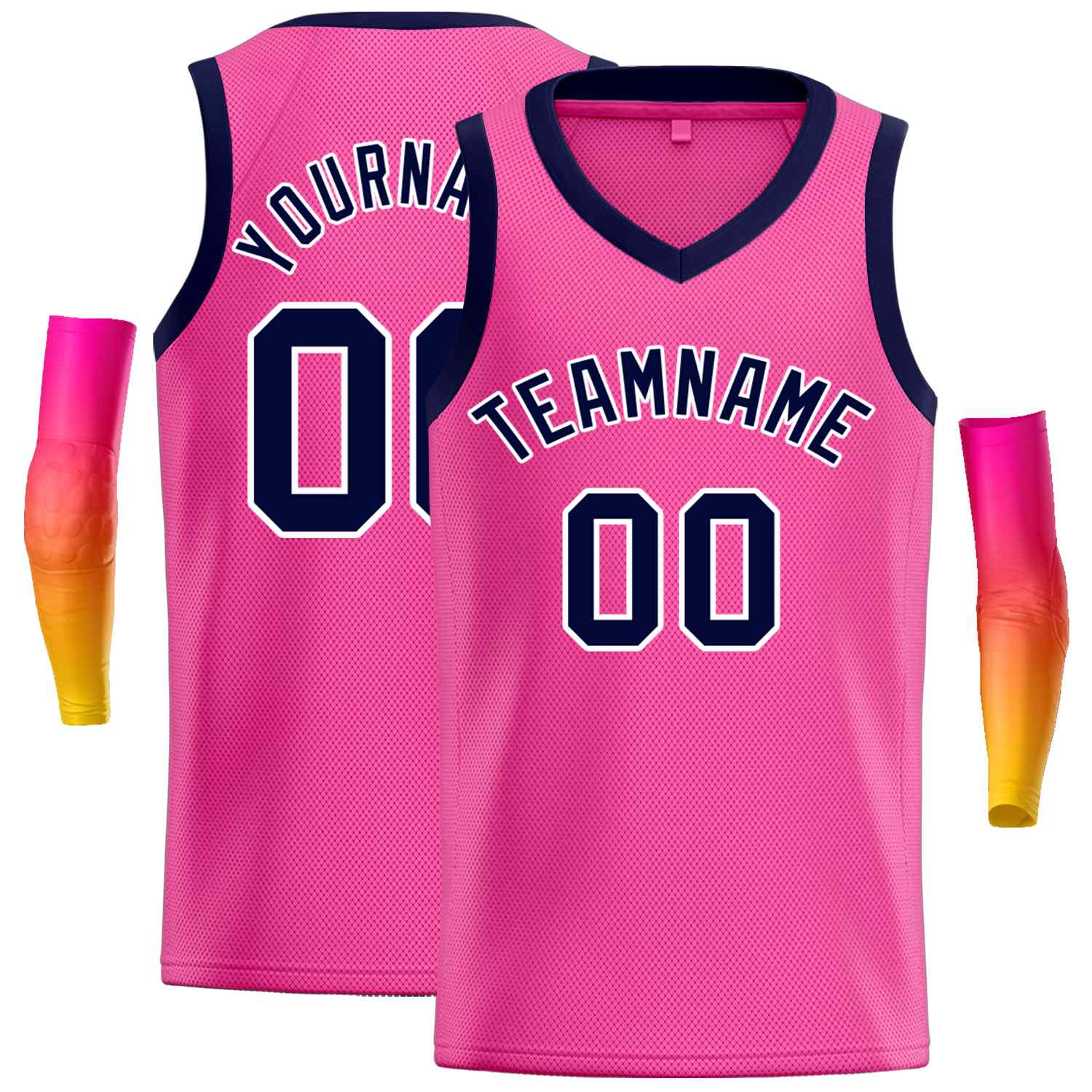 Maillot de basket-ball décontracté pour hommes, haut classique rose marine personnalisé