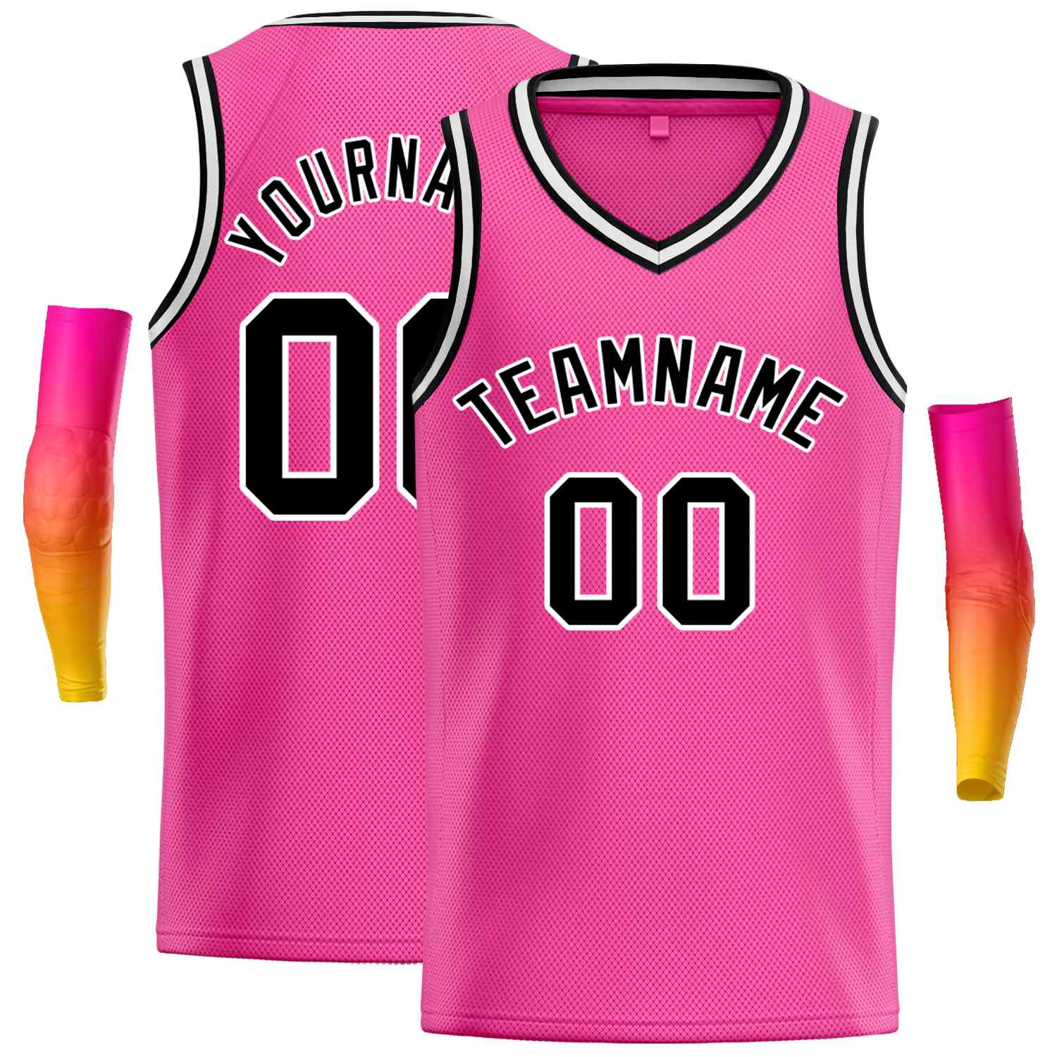 Custom Pink Black-White Classic Tops Men Casual Basketball Jersey