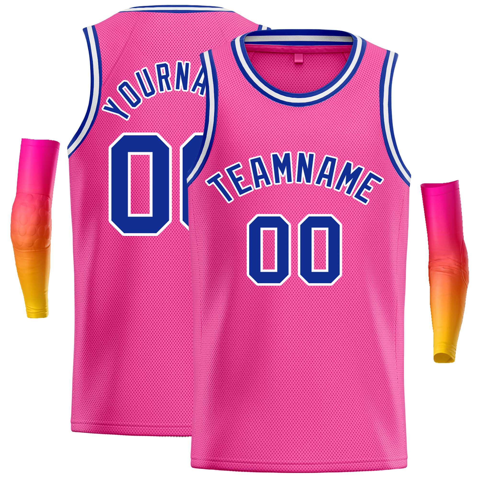 Custom Pink Royal-White Classic Tops Casual Basketball Jersey