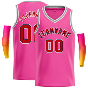 Maillot de basket-ball décontracté pour hommes, haut classique rose marron-noir personnalisé