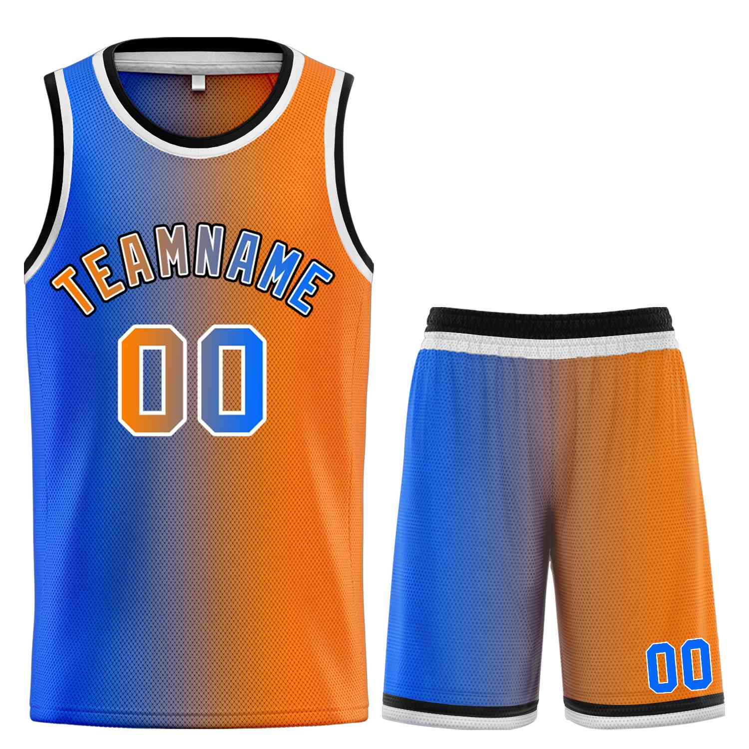 Custom Orange Royal-Black Bull Gradient Fashion Sets Basketball Jersey