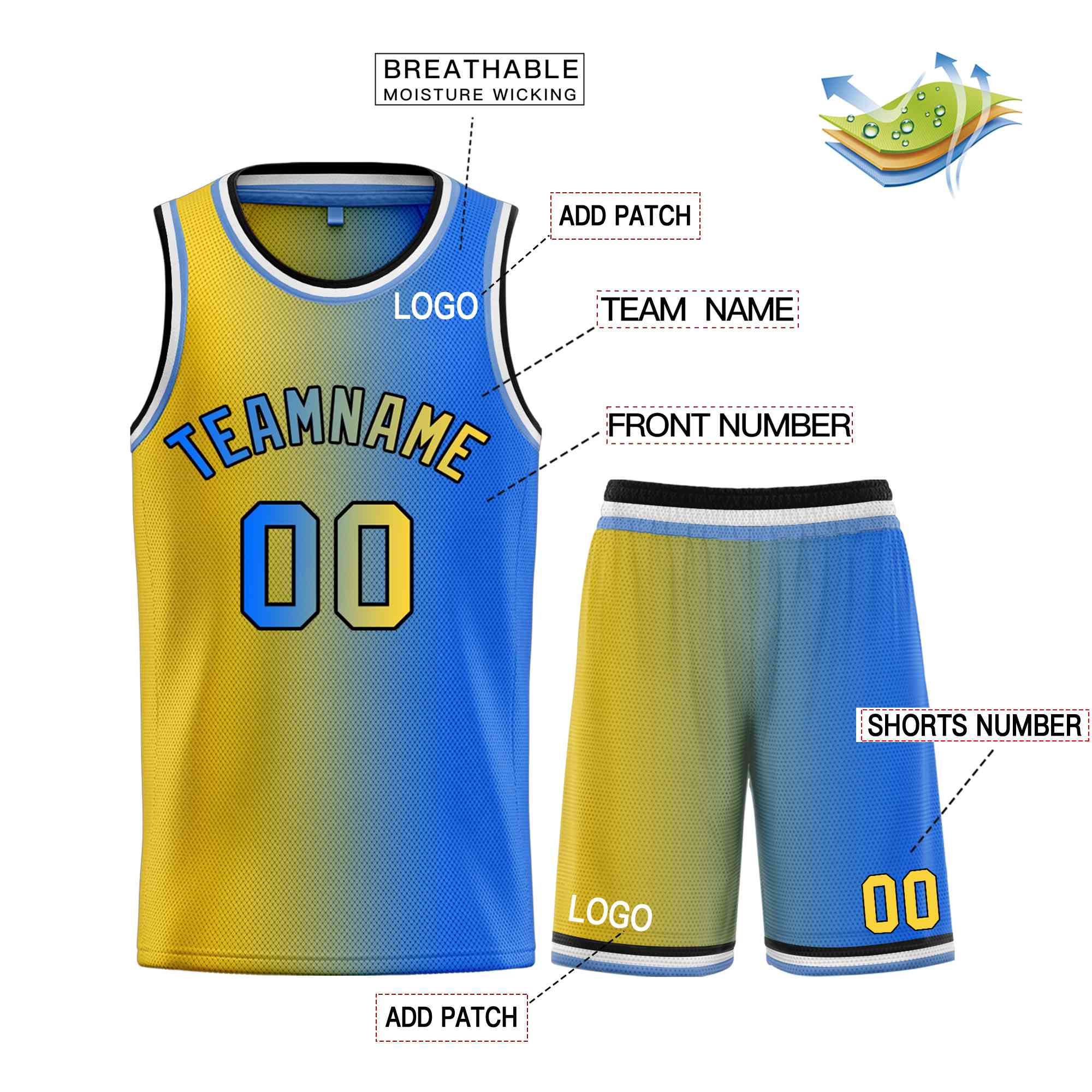 Custom Yellow Royal-Black Bull Gradient Fashion Sets Basketball Jersey