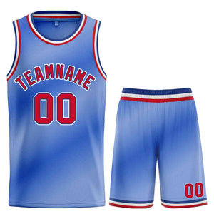 Custom Light Blue Red-Blue Bull Gradient Fashion Sets Basketball Jersey