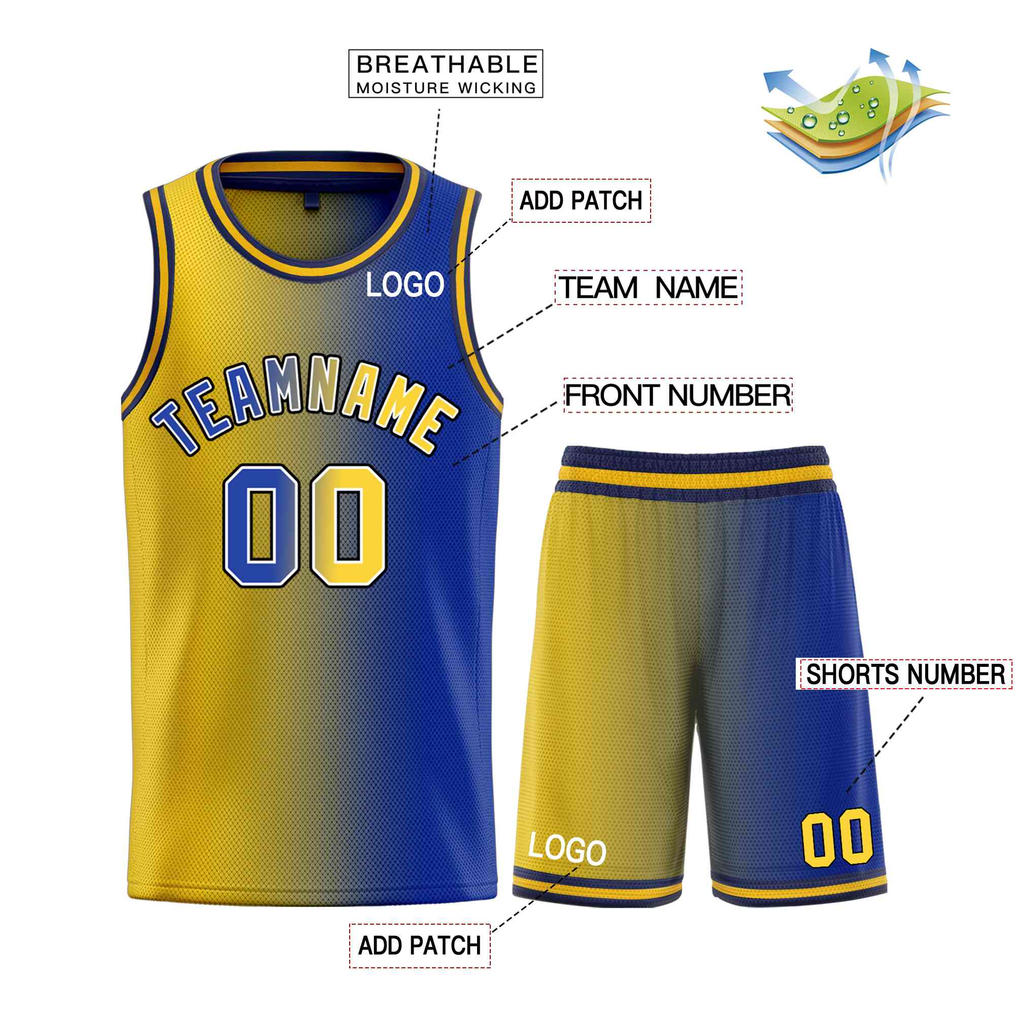 Custom Navy Yellow-Black Bull Gradient Fashion Sets Basketball Jersey