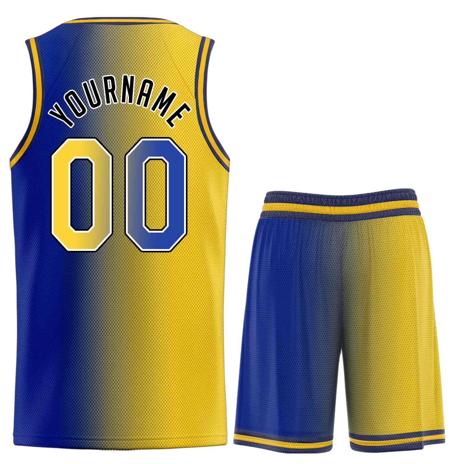 Custom Navy Yellow-Black Bull Gradient Fashion Sets Basketball Jersey