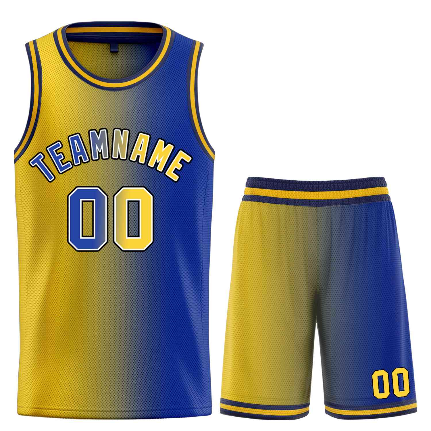 Custom Navy Yellow-Black Bull Gradient Fashion Sets Basketball Jersey