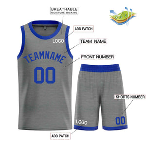 Custom Dark Gray Royal Classic Sets Bull Basketball Jersey