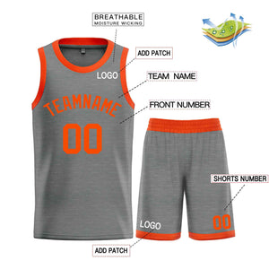 Maillot de basket-ball Bull personnalisé, gris foncé, Orange, ensembles classiques