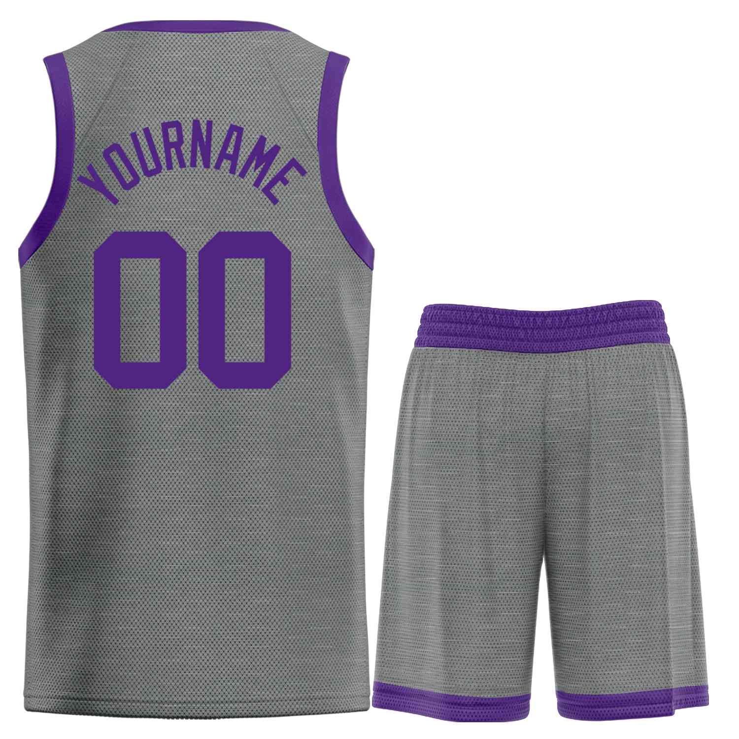 Maillot de basket-ball Bull personnalisé, gris foncé, violet, ensembles classiques