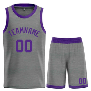 Custom Dark Gray Purple Classic Sets Bull Basketball Jersey