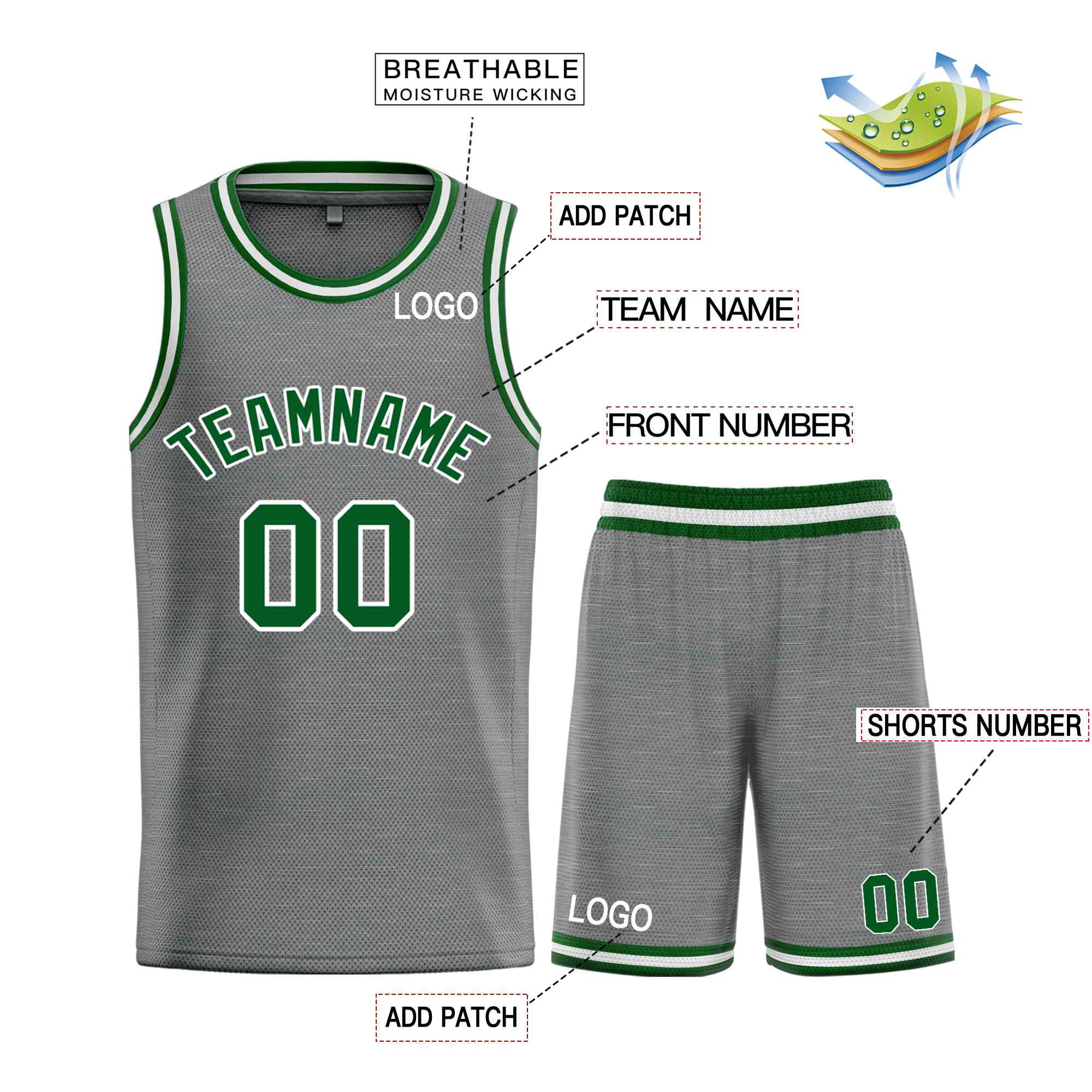 Custom Dark Gray Green-White Classic Sets Bull Basketball Jersey