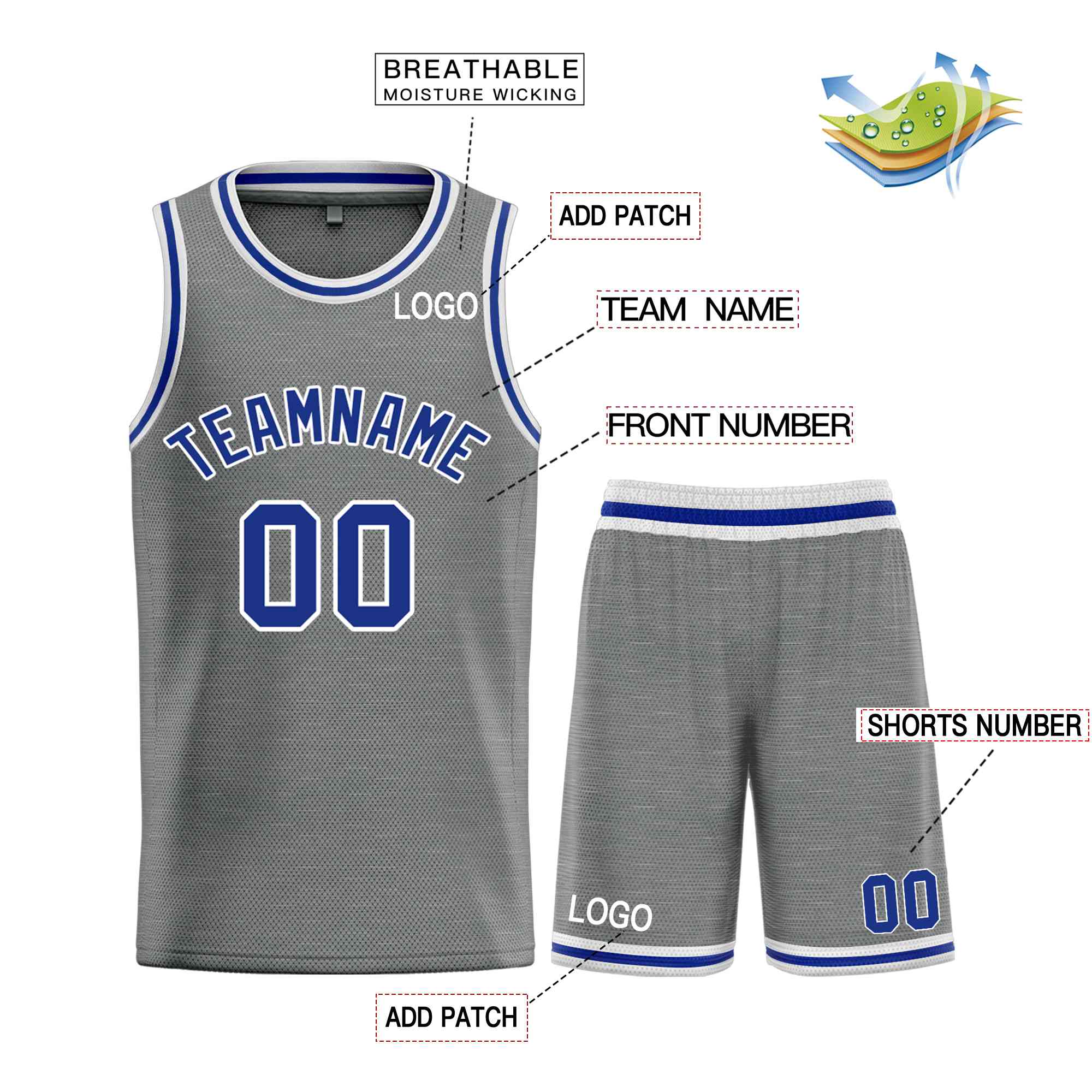 Custom Dark Gray Royal-White Classic Sets Bull Basketball Jersey