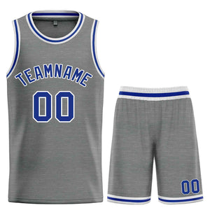 Maillot de basket-ball Bull personnalisé, gris foncé, Royal-blanc, ensembles classiques