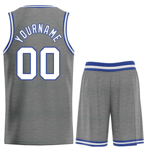 Maillot de basket-ball Bull personnalisé gris foncé blanc-Royal Classic