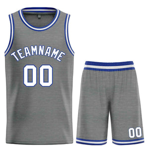 Custom Dark Gray White-Royal Classic Sets Bull Basketball Jersey