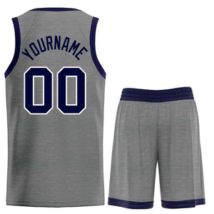 Maillot de basket-ball Bull personnalisé, gris foncé, bleu marine et blanc, ensembles classiques