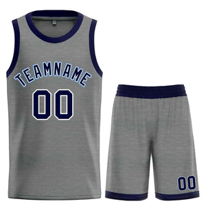 Maillot de basket-ball Bull personnalisé, gris foncé, bleu marine et blanc, ensembles classiques