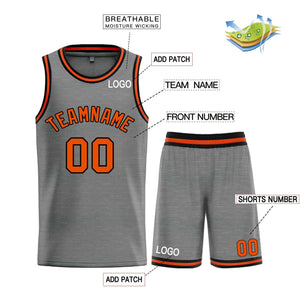 Maillot de basket-ball Bull personnalisé, gris foncé, Orange-noir, ensembles classiques