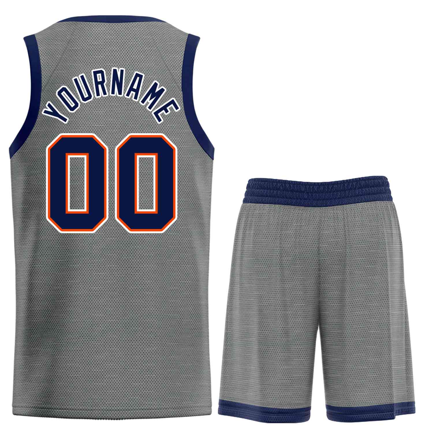 Maillot de basket-ball Bull personnalisé, gris foncé, bleu marine et Orange, ensembles classiques