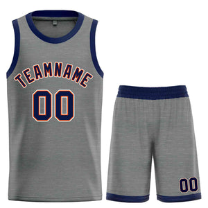 Maillot de basket-ball Bull personnalisé, gris foncé, bleu marine et Orange, ensembles classiques