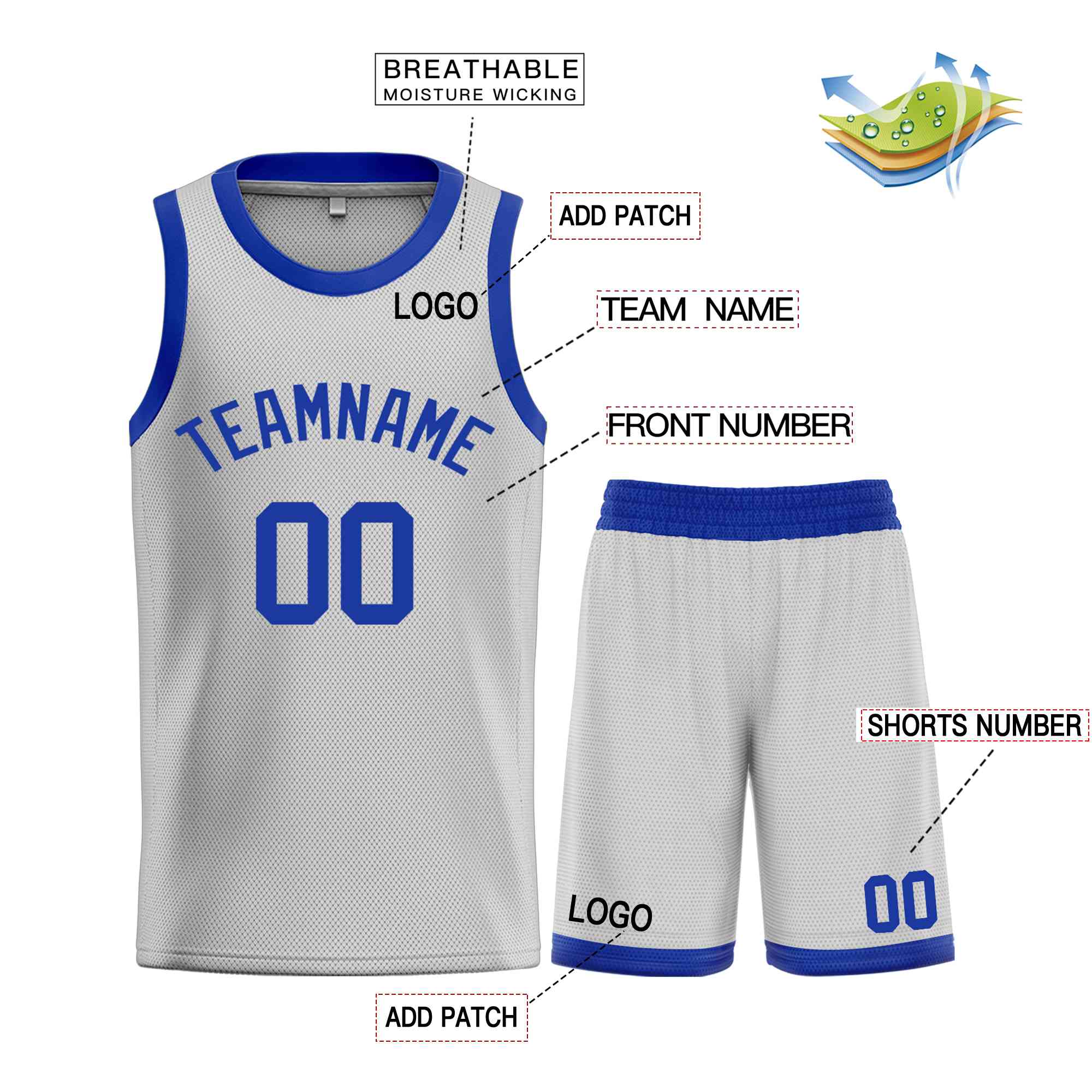 Custom Gray Royal Classic Sets Bull Basketball Jersey