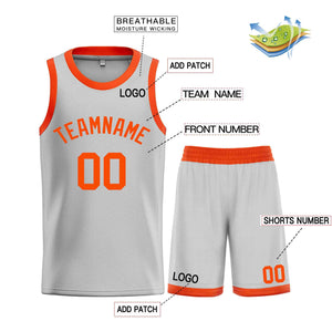 Maillot de basket-ball Bull personnalisé, gris et Orange, ensembles classiques