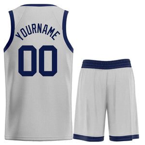 Custom Gray Navy Classic Sets Bull Basketball Jersey