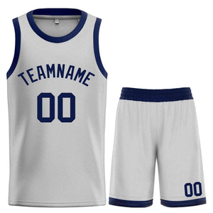 Custom Gray Navy Classic Sets Bull Basketball Jersey