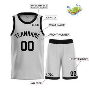 Maillot de basket-ball Bull personnalisé, gris et noir, ensembles classiques