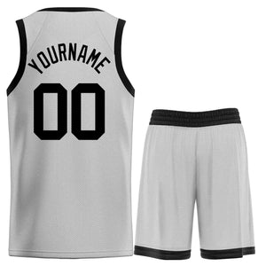 Maillot de basket-ball Bull personnalisé, gris et noir, ensembles classiques