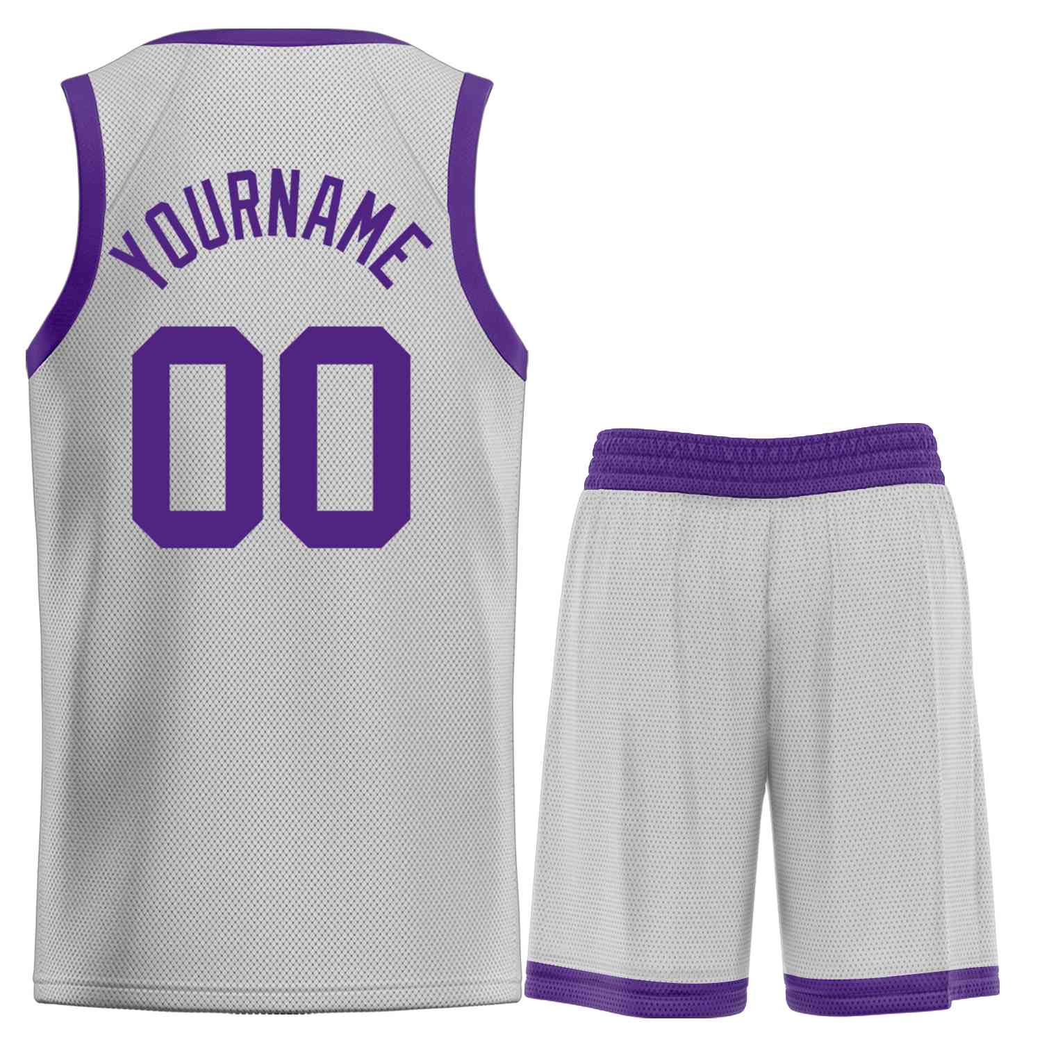 Maillot de basket-ball Bull, ensemble classique gris violet personnalisé