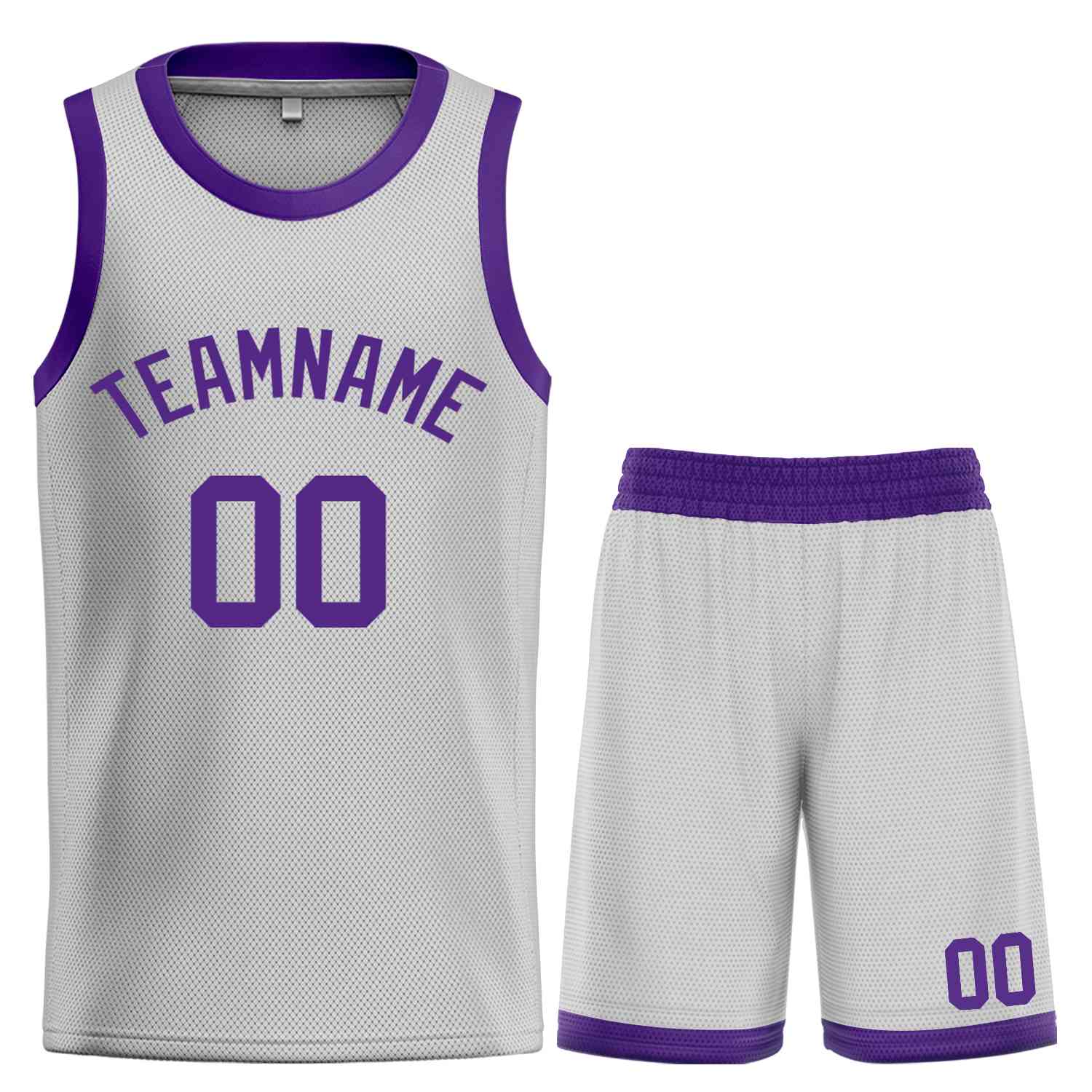 Maillot de basket-ball Bull, ensemble classique gris violet personnalisé