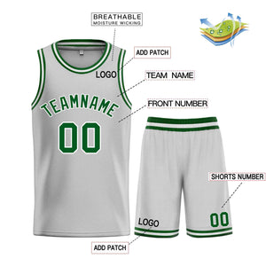 Maillot de basket-ball Bull personnalisé gris vert-blanc, ensembles classiques