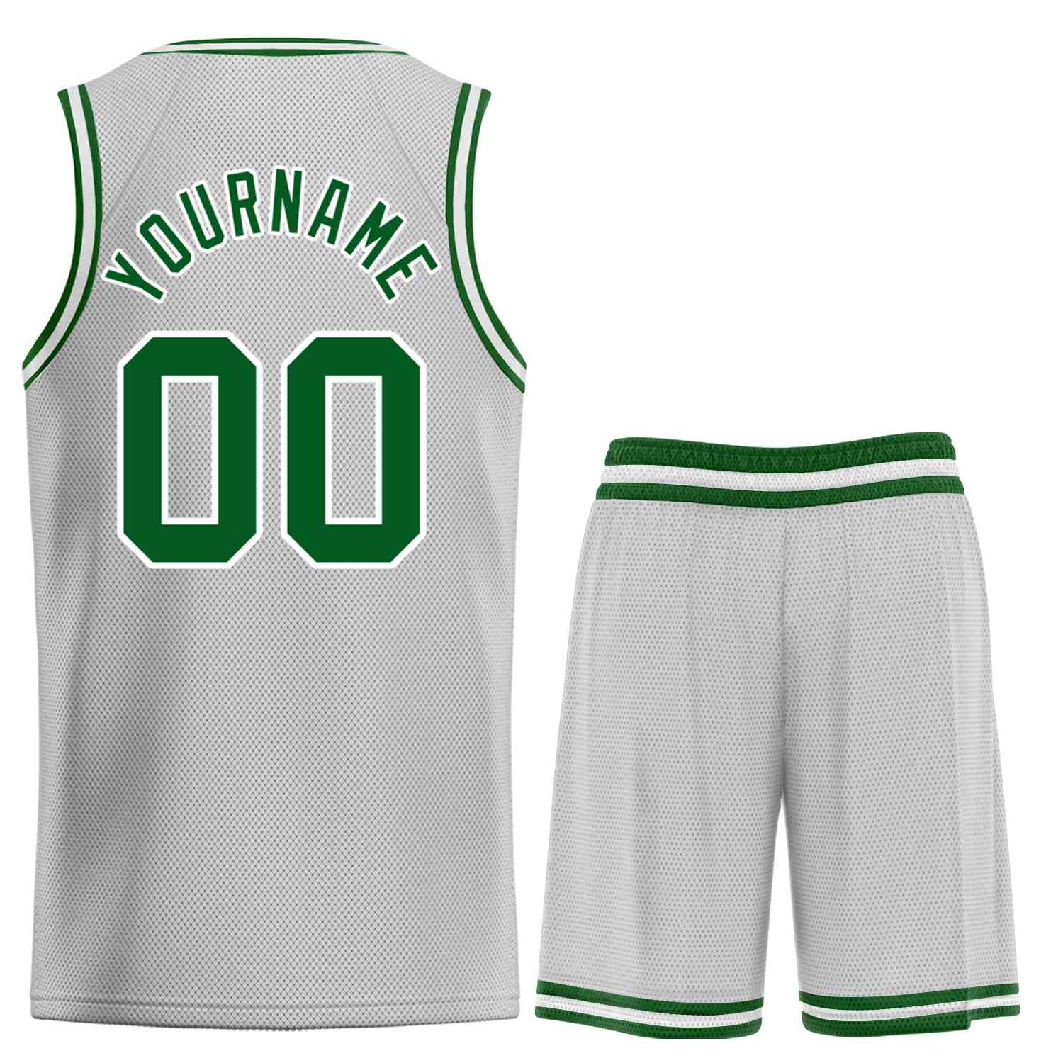 Maillot de basket-ball Bull personnalisé gris vert-blanc, ensembles classiques