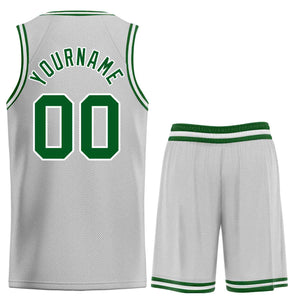 Custom Gray Green-White Classic Sets Bull Basketball Jersey