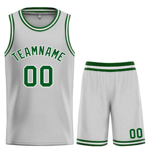 Custom Gray Green-White Classic Sets Bull Basketball Jersey