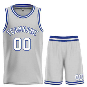 Custom Gray White-Royal Classic Sets Bull Basketball Jersey