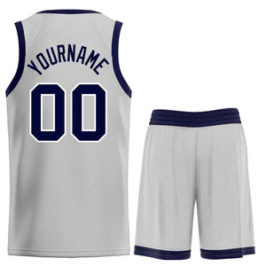 Custom Gray Navy-Powder Blue Classic Sets Bull Basketball Jersey